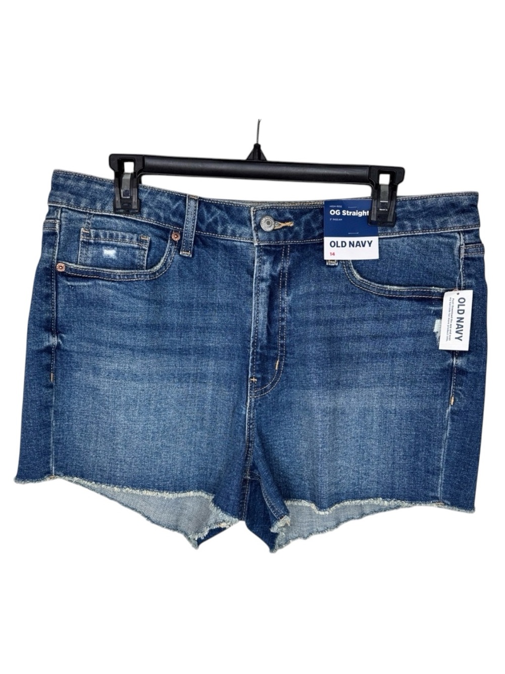 Old Navy Shorts Dark Blue Denim Frayed Hem High-Rise in Size 14   NWT